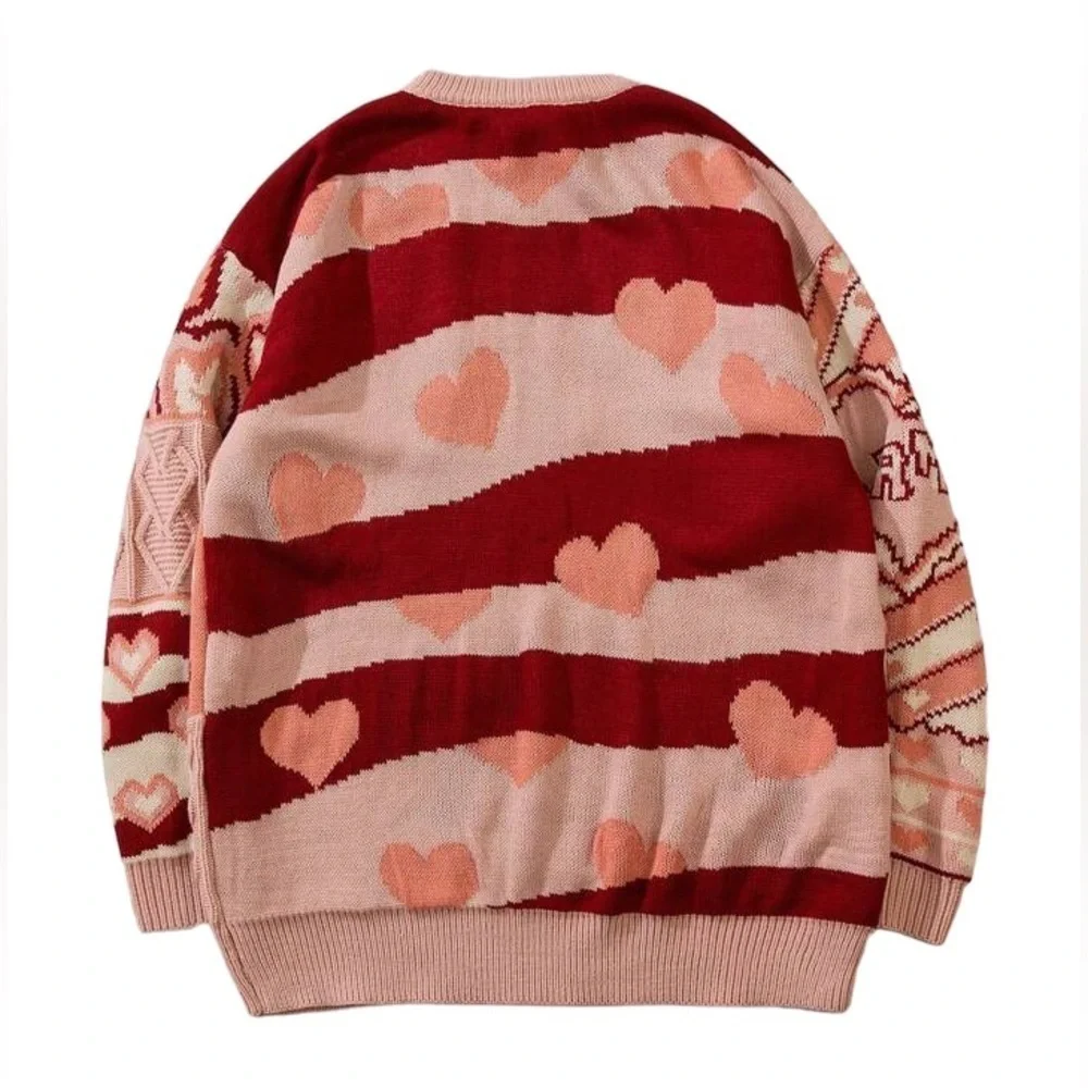 Sweetheart Shape Sweater, Round Neck Loose Knit Sweater, Multiple Colors
